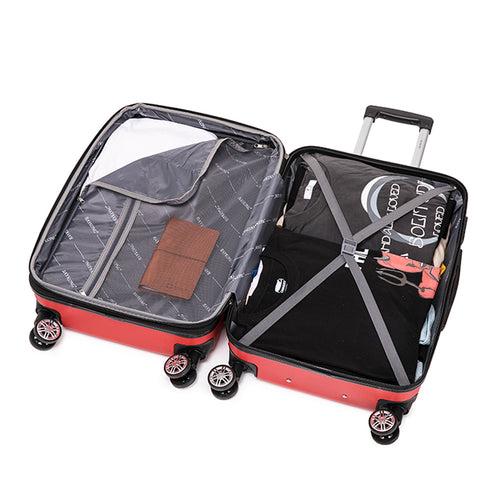 RAYKONG Maleta Mediana ABS 66x43x25cm | 71L | 24 Pulgadas | hasta 23kg semirígidas - Rojo