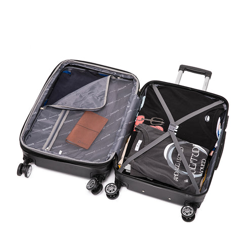 RAYKONG Maleta Mediana ABS 66x43x25cm | 71L | 24 Pulgadas | hasta 23kg semirígidas - Negro