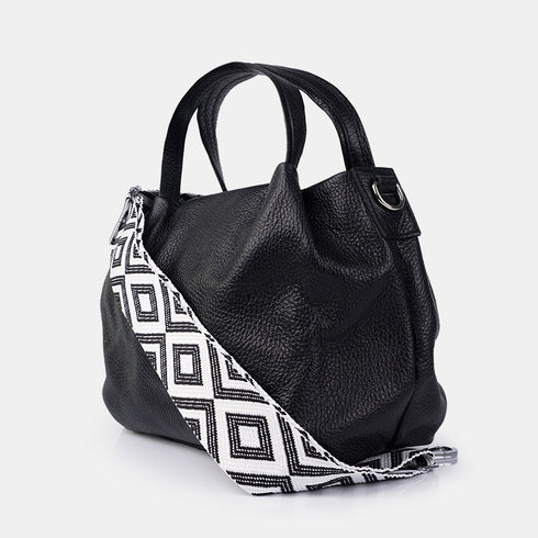 Bolso de mano de piel estilo saco para mujer negro Stefy