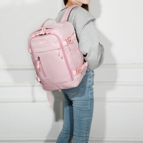 Raykong Mochila De Cabina Ryanair 40x20x25cm (20L) | Mochila De Viaje Impermeable Para Avión | Equipaje De Mano Resistente | Mochila Para Senderismo | Escolar | Trabajo - Rosa