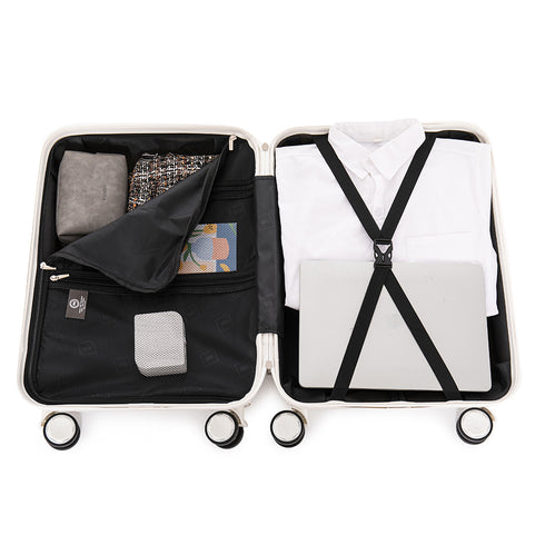 Juego de maletas PP Rígida 3 piezas|Maleta Cabina 55cm|Maleta Mediana 65cm Expandible |Maleta Grande 75cm Expandible |Bass Blanco