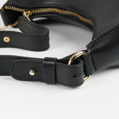 Bolso de hombro para mujer de piel saffiano con bandolera larga negro Maribel