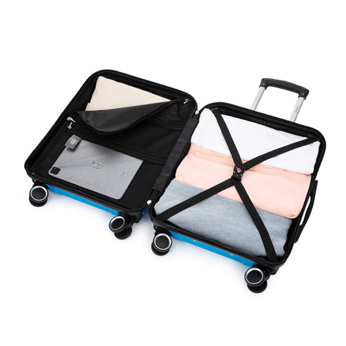 RAYKONG Maleta Mediana Expandible ABS+Policarbonato 66x45x27.50cm - 30cm Extendido | 82L - 90L | 24 Pulgadas |23kg semirígidas candado combinación - Turquesa