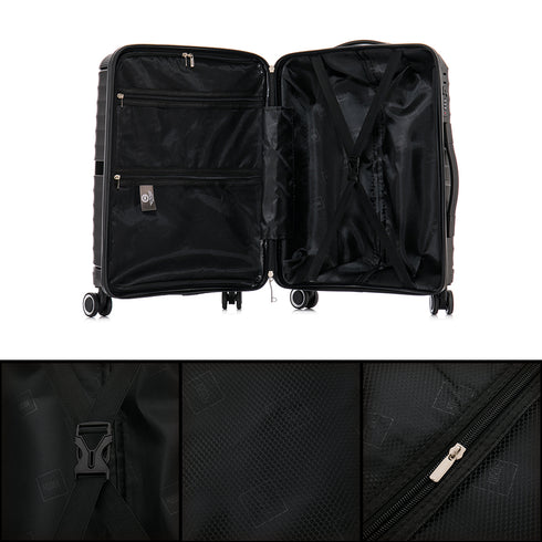 Maleta de cabina 55x39x21.5 cm (46L) Polipropileno - Candado Incrustado - 20 Pulgadas - Negro - Chocolate