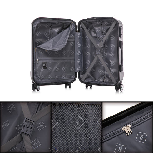 Maleta Cabina 55x39x21cm Policarbonato 45L - 20 Pulgadas Plateada - Seda