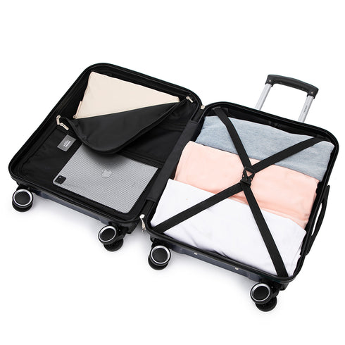 RAYKONG Maleta Grande Expandible ABS+Policarbonato 75x49x31cm - 33.50cm Extendido | 114L - 123L | 28 Pulgadas | 25kg semirígidas candado combinación - AzulMarino