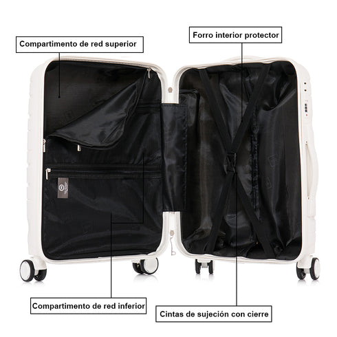 1990s Maleta mediana extensible 65cm - Bass (Blanco)