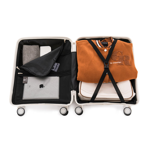 Maleta de cabina 55x39x21.5 cm (46L) Polipropileno - Candado Incrustado - 20 Pulgadas - Blanco - Chocolate