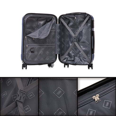 1990s Juego de Maletas Policarbonato Rígida 3 Piezas|Maleta Cabina 55cm|Maleta Mediana 68cm|Neceser 29cm|AzulMarino