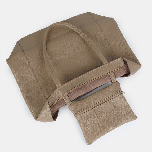 Bolso shopper para mujer de piel para personalizar khaki Amy