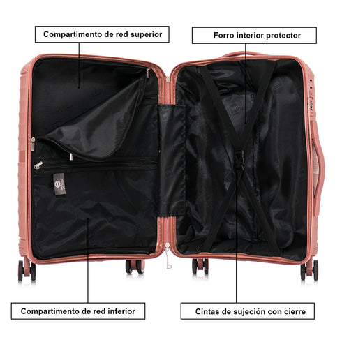 1990s Maleta Mediana extensible 65cm de Polipropileno Choco Rosa