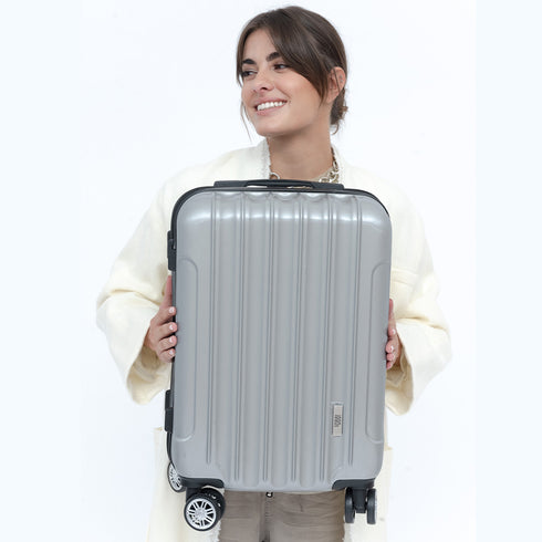 Maleta Cabina 55x39x21cm Policarbonato 45L - 20 Pulgadas Plateada - Seda