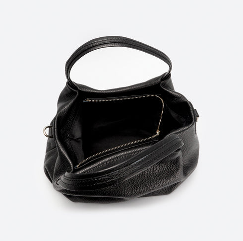 Bolso de mano de piel estilo saco para mujer negro Stefy