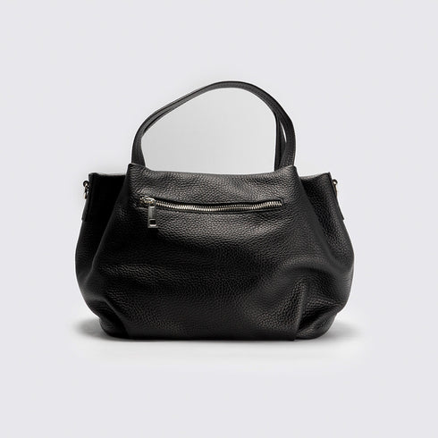 Bolso de mano de piel estilo saco para mujer negro Stefy