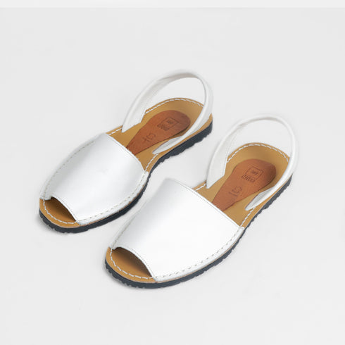 Menorquinas de piel para mujer blanco Adara