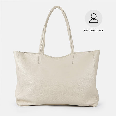 Bolso shopper para mujer de piel para personalizar beige Luna