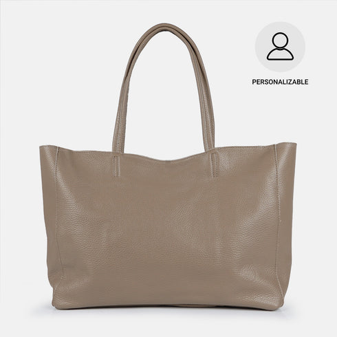 Bolso shopper para mujer de piel para personalizar khaki Luna
