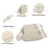 Bolso bandolera mujer pequeño de cuero PU tres compartimentos y dos bandoleras, bolso mensajero para cruzar polipiel regalo original para mujer - Beige