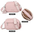 Bolso bandolera mujer pequeño de cuero PU tres compartimentos y dos bandoleras, bolso mensajero para cruzar polipiel regalo original para mujer - Rosa
