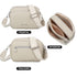 Bolso bandolera mujer pequeño de cuero PU tres compartimentos y dos bandoleras, bolso mensajero para cruzar polipiel regalo original para mujer - Beige