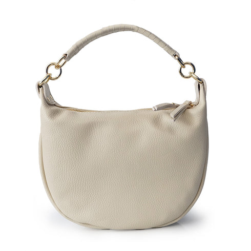 Bolso bandolera de piel para mujer con asa corta beige Noa