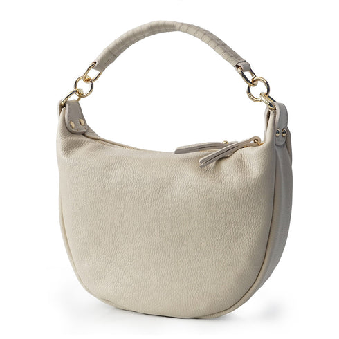 Bolso bandolera de piel para mujer con asa corta beige Noa