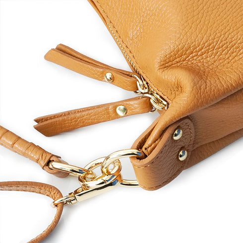 Bolso bandolera de piel para mujer con asa corta marrón Noa