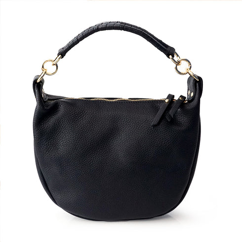 Bolso bandolera de piel para mujer con asa corta azul marino Noa