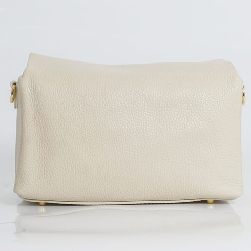 Bolso bandolera de piel con solapa Beige Laia