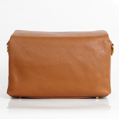 Bolso bandolera de piel con solapa Marrón Laia