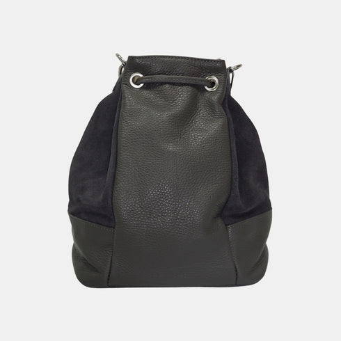 Bandolera mujer piel serraje - bolso saco Giulia (gris)