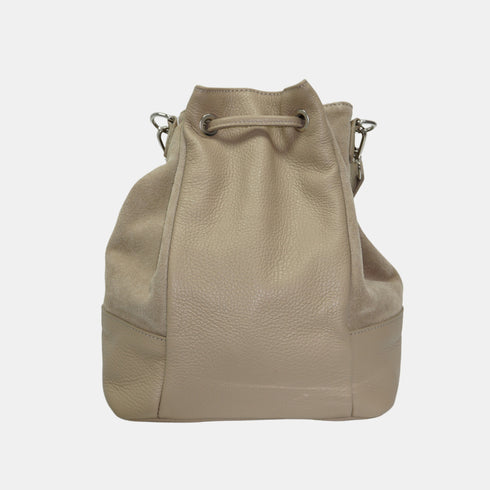 Bandolera mujer piel serraje - bolso saco Giulia (caqui)