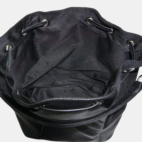 Bandolera mujer piel serraje - bolso saco Giulia (negro)