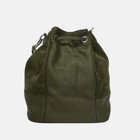 Bandolera mujer piel serraje - bolso saco Giulia (verde)