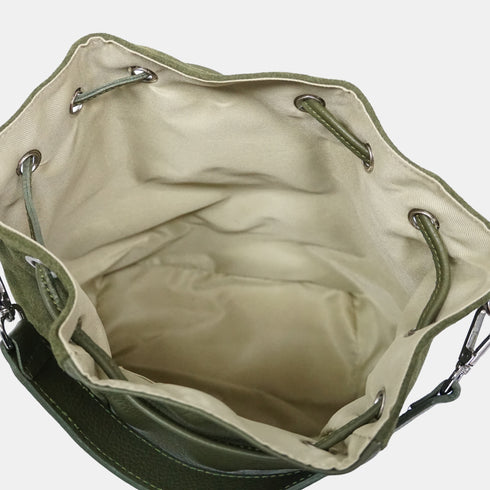 Bandolera mujer piel serraje - bolso saco Giulia (verde)