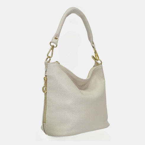 Bolso Hobo de Piel Mediano para Mujer – Carissa (Beige)