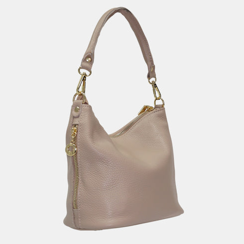 Bolso Hobo de Piel Mediano para Mujer – Carissa (Nude)