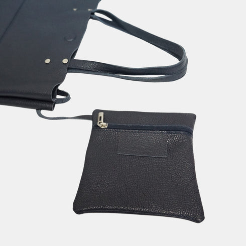 Bolso Shopper Grande de Piel para Mujer – Paulina (Azul Marino)