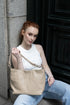 Bolso de hombro para mujer de piel con bandolera extensible khaki Mara