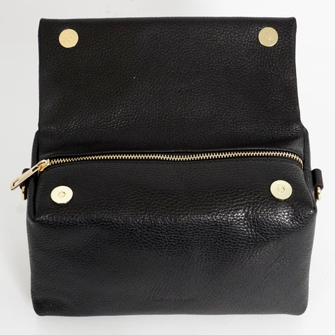 Bolso bandolera de piel con solapa Negro Laia
