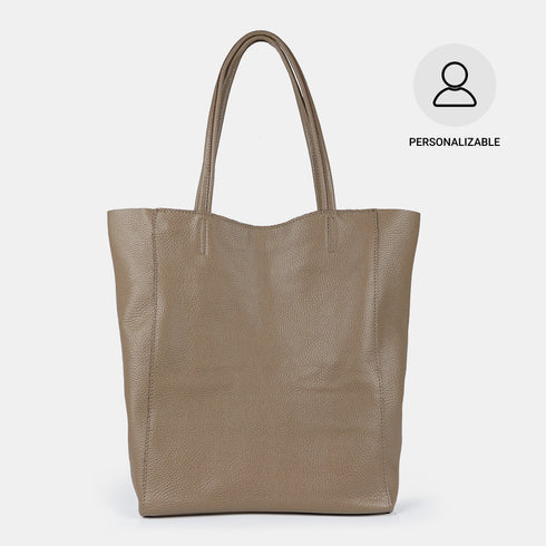 Bolso shopper para mujer de piel para personalizar khaki Amy