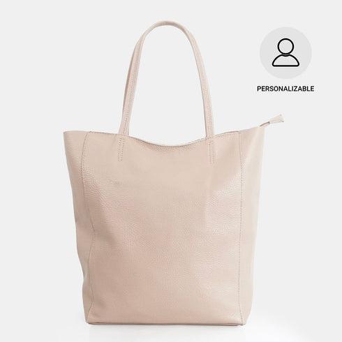 Bolso shopper para mujer de piel para personalizar nude Amy