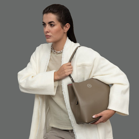 Bolso Hobo de Piel Khaki para Mujer - Leticia