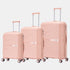 Juego de maletas PP Rígida 3 piezas|Maleta Cabina 55cm|Maleta Mediana extensible 65cm|Maleta Grande Extensible 75cm|Choco Rosa Claro
