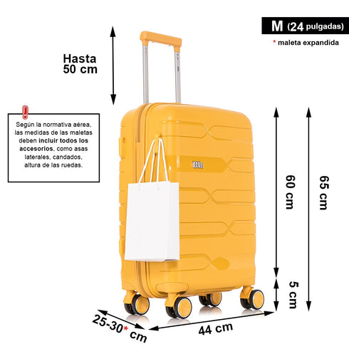 1990s Maleta Mediana extensible 65cm Bass Amarilla