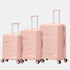 Juego de maletas PP Rígida 3 piezas|Maleta Cabina 55cm|Maleta Mediana 65cm Expandible |Maleta Grande 75cm Expandible |Bass RosaClaro