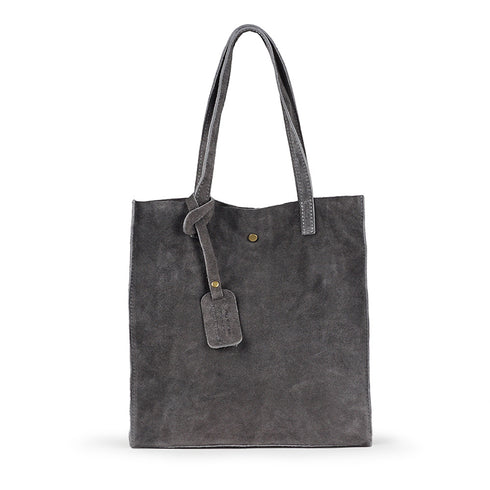 Bolso tote de piel serraje liso de mujer gris Cloe