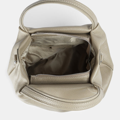 Bolso de mano de piel estilo saco para mujer khaki Stefy