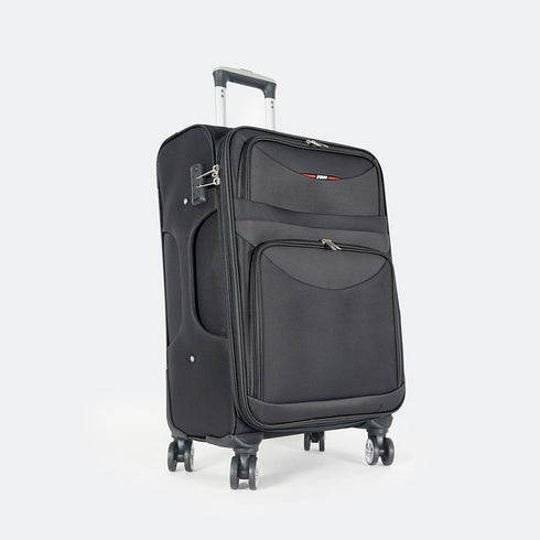 Maleta de viaje blanda extensible 56cm/66cm/76cm/86cm, 10kg/15kg/20kg/23kg, de tela poliéster Pissa Negro