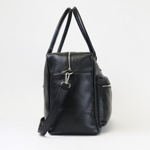 Bolso de viaje de piel con bandolera ajustable para hombre negro Rayan